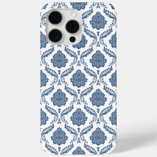 ロココ調ダマスク柄 ブルー×ホワイト Case-Mate iPhoneケース (裏面)