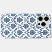 ロココ調ダマスク柄 ブルー×ホワイト Case-Mate iPhoneケース (裏面 (横))