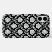 ロココ調ダマスク模様 ブラックホワイト Case-Mate iPhoneケース (裏面 (横))