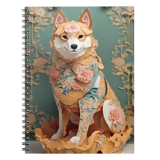 ロココ調パステルカラー紙柴犬ポスター ノートブック (正面)