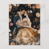 ロココ カップル ロマンチック ウェディング 婚約 おめでとう ポストカード (正面)