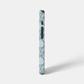 ロココ ダマスク柄 アヒルの卵ブルー+ターコイズブルー iPhoneケース (左側面)
