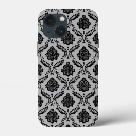 ロココ・ダマスク柄 グレー地にブラック Case-Mate iPhoneケース (裏面)