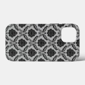 ロココ・ダマスク柄 グレー地にブラック Case-Mate iPhoneケース (裏面 (横))