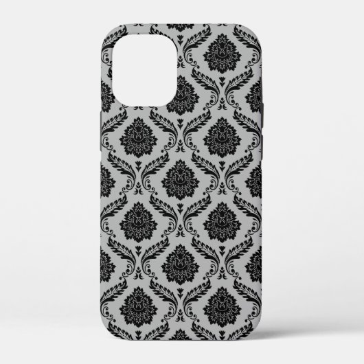ロココ・ダマスク柄 グレー地にブラック Case-Mate iPhoneケース (裏面)