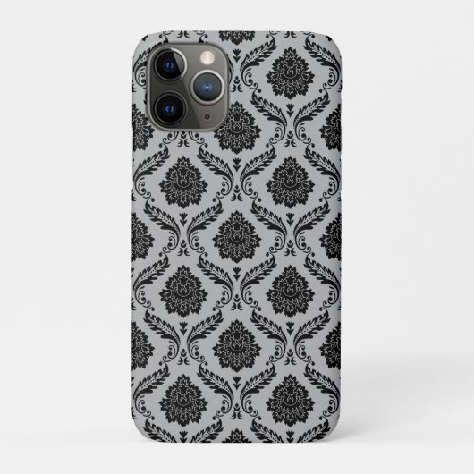 ロココ・ダマスク柄 グレー地にブラック Case-Mate iPhoneケース (裏)