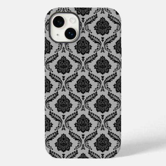 ロココ・ダマスク柄 グレー地にブラック Case-Mate iPhoneケース (裏面)