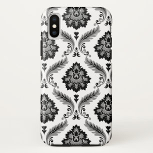 ロココ ダマスク柄 グレー ブラック ホワイト iPhone XSケース