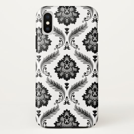 ロココ ダマスク柄 グレー ブラック ホワイト Case-Mate iPhoneケース (裏面)