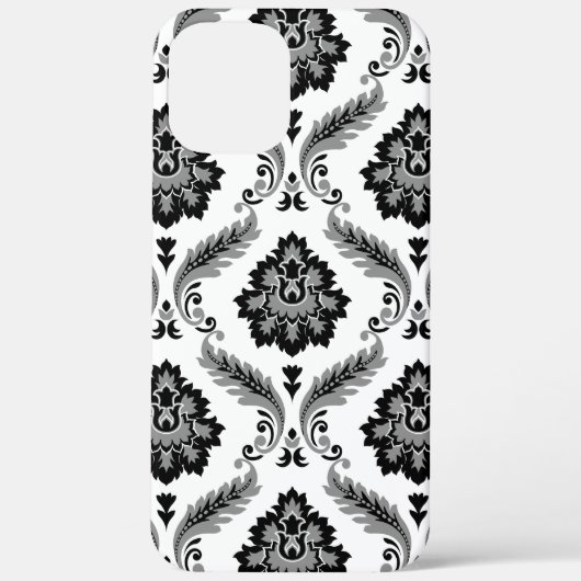 ロココ ダマスク柄 グレー ブラック ホワイト Case-Mate iPhoneケース (裏面)