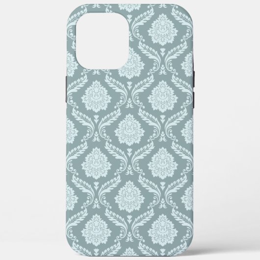 ロココ ダマスク柄 ダックエッグブルー+ターコイズブルー Case-Mate iPhoneケース (裏面)
