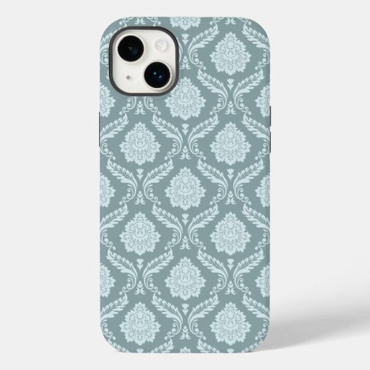 ロココ ダマスク柄 ダックエッグブルー+ターコイズブルー Case-Mate iPhoneケース (裏面)