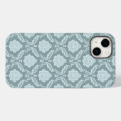 ロココ ダマスク柄 ダックエッグブルー+ターコイズブルー Case-Mate iPhoneケース (裏面 (横))