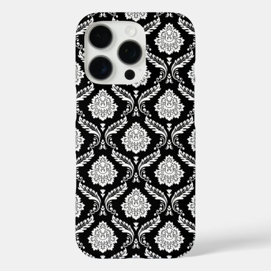 ロココ・ダマスク柄 ブラック地にホワイト Case-Mate iPhoneケース (裏面)
