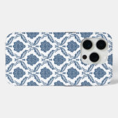 ロココ ダマスク柄 ブルー ホワイト Case-Mate iPhoneケース (裏面 (横))