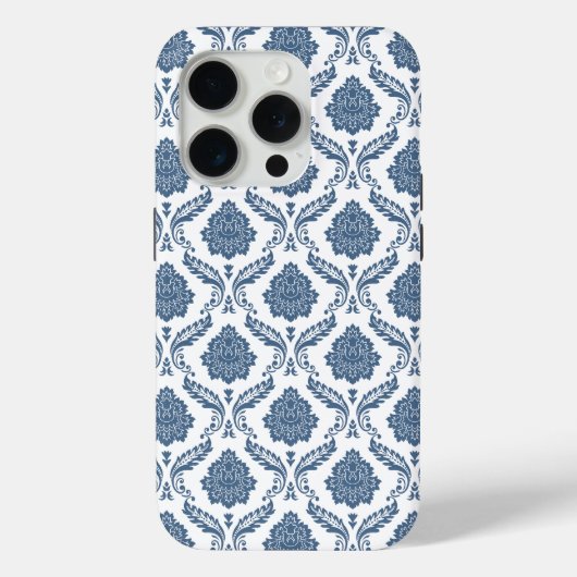 ロココ ダマスク柄 ブルー ホワイト Case-Mate iPhoneケース (裏面)