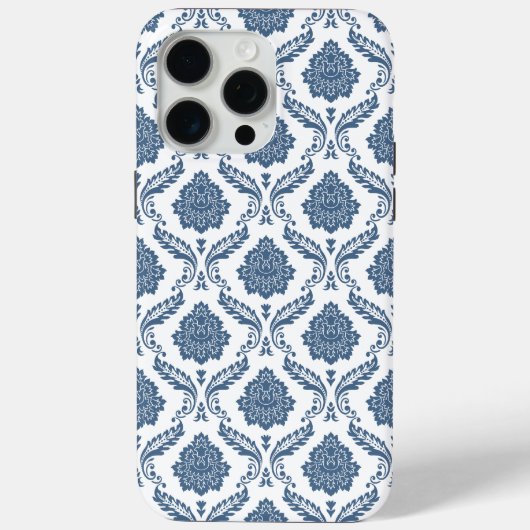 ロココ ダマスク柄 ブルー ホワイト Case-Mate iPhoneケース (裏面)