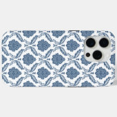 ロココ ダマスク柄 ブルー ホワイト Case-Mate iPhoneケース (裏面 (横))