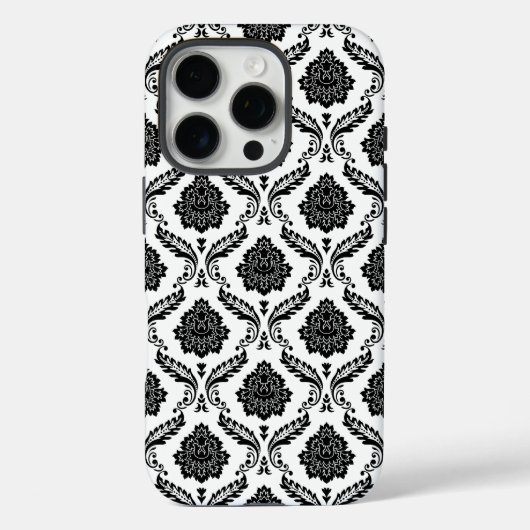 ロココ・ダマスク柄 ホワイト地にブラック Case-Mate iPhoneケース (裏面)
