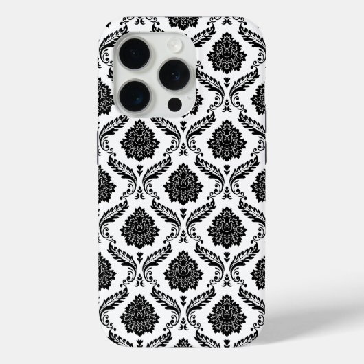 ロココ・ダマスク柄 ホワイト地にブラック Case-Mate iPhoneケース (裏面)
