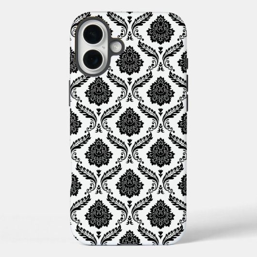 ロココ・ダマスク柄 ホワイト地にブラック Case-Mate iPhoneケース (裏面)