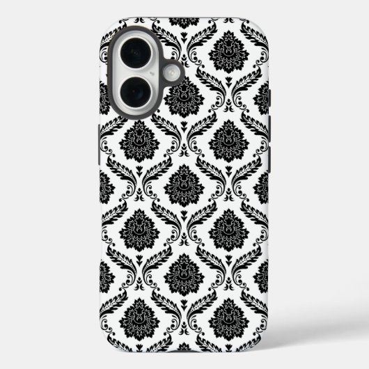 ロココ・ダマスク柄 ホワイト地にブラック Case-Mate iPhoneケース (裏面)
