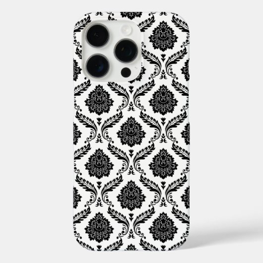 ロココ・ダマスク柄 ホワイト地にブラック Case-Mate iPhoneケース (裏面)