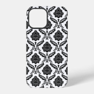 ロココ・ダマスク柄 ホワイト地にブラック iPhone 12 PROケース