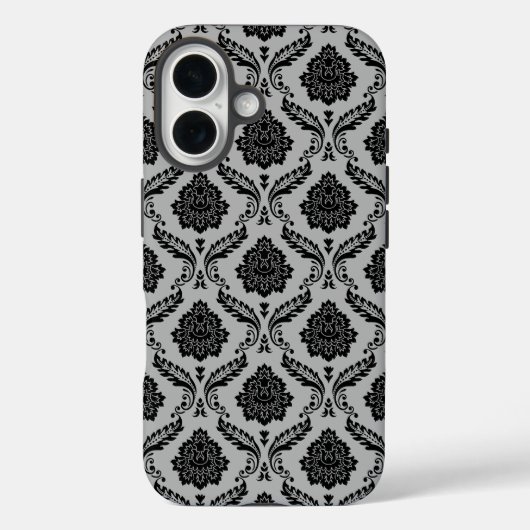 ロココ ダマスク模様 グレー地にブラック Case-Mate iPhoneケース (裏面)