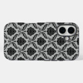 ロココ ダマスク模様 グレー地にブラック Case-Mate iPhoneケース (裏面 (横))