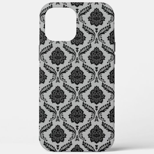 ロココ ダマスク模様 グレー地にブラック Case-Mate iPhoneケース (裏面)