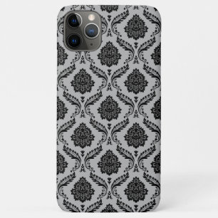 ロココ・ダマスク模様 グレー地にブラック iPhone 11 PRO MAXケース