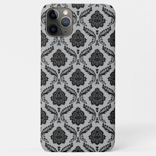 ロココ・ダマスク模様 グレー地にブラック Case-Mate iPhoneケース (裏面)
