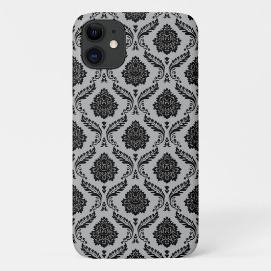 ロココ ダマスク模様 グレー地にブラック Case-Mate iPhoneケース (裏面)