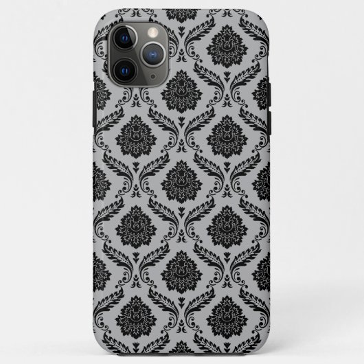 ロココ ダマスク模様 グレー地にブラック Case-Mate iPhoneケース (裏面)