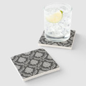 ロココ ダマスク模様 グレー ブラック地 ストーンコースター (横)