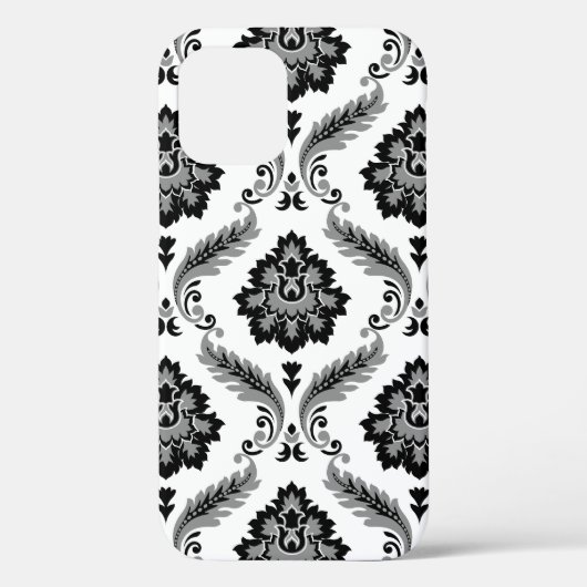 ロココ ダマスク模様 グレー ブラック ホワイト Case-Mate iPhoneケース (裏面)