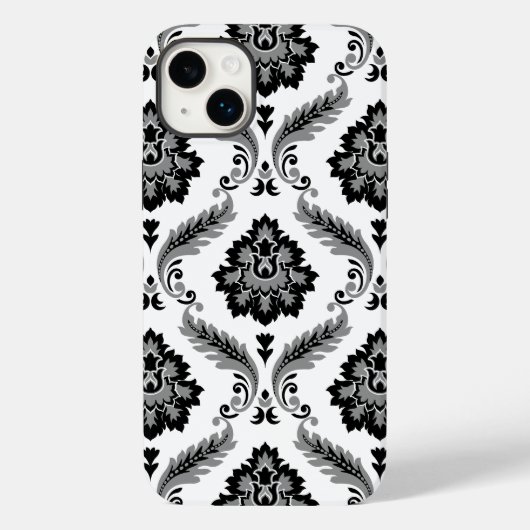 ロココ ダマスク模様 グレー ブラック ホワイト Case-Mate iPhoneケース (裏面)