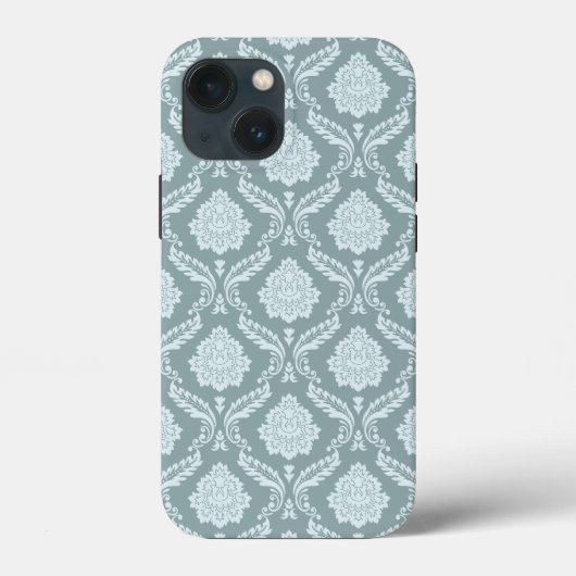 ロココ ダマスク模様 ダックエッグブルー+ターコイズブルー Case-Mate iPhoneケース (裏面)