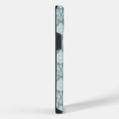 ロココ ダマスク模様 ダックエッグブルー+ターコイズブルー iPhoneケース (右側面)