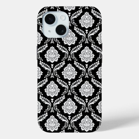 ロココ・ダマスク模様 ブラック地にホワイト Case-Mate iPhoneケース (裏面)