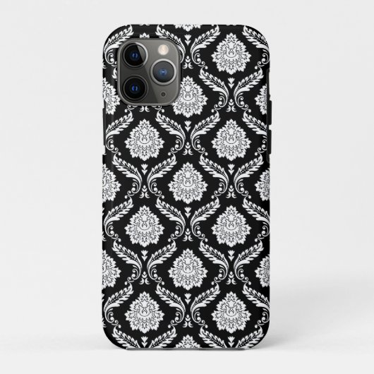 ロココ・ダマスク模様 ブラック地にホワイト Case-Mate iPhoneケース (裏面)