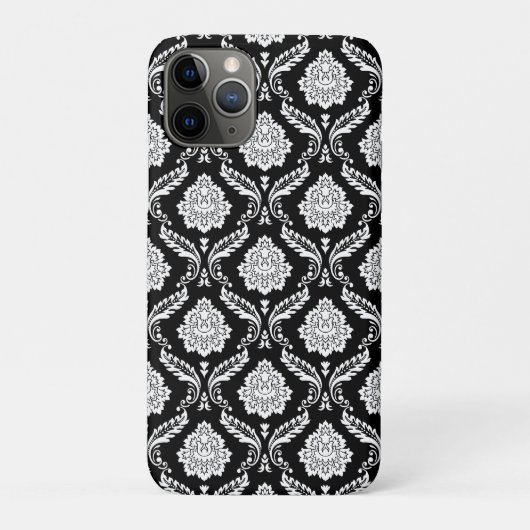ロココ・ダマスク模様 ブラック地にホワイト Case-Mate iPhoneケース (裏)