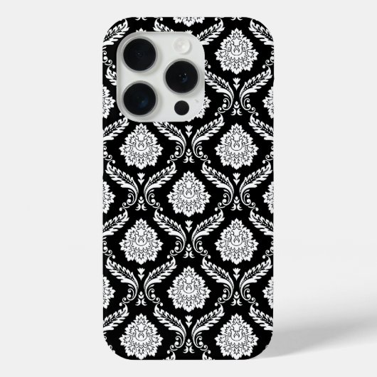 ロココ・ダマスク模様 ブラック地にホワイト Case-Mate iPhoneケース (裏面)