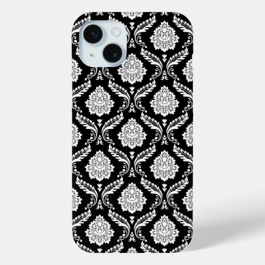 ロココ・ダマスク模様 ブラック地にホワイト Case-Mate iPhoneケース (裏面)