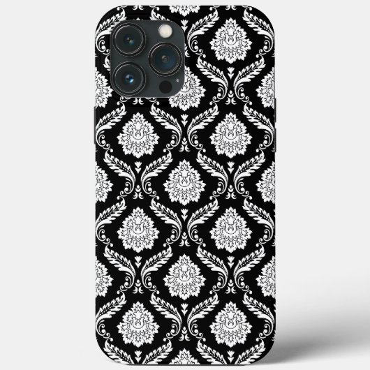ロココ・ダマスク模様 ブラック地にホワイト Case-Mate iPhoneケース (裏面)
