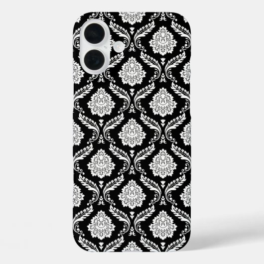 ロココ・ダマスク模様 ブラック地にホワイト Case-Mate iPhoneケース (裏面)