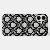 ロココ・ダマスク模様 ブラック地にホワイト Case-Mate iPhoneケース (裏面 (横))