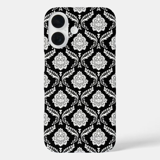 ロココ・ダマスク模様 ブラック地にホワイト Case-Mate iPhoneケース (裏面)