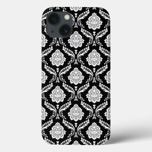 ロココ・ダマスク模様 ブラック地にホワイト Case-Mate iPhoneケース (裏面)